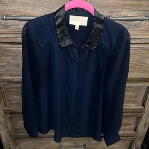 Philosophy Sheer Top with Leather Collar